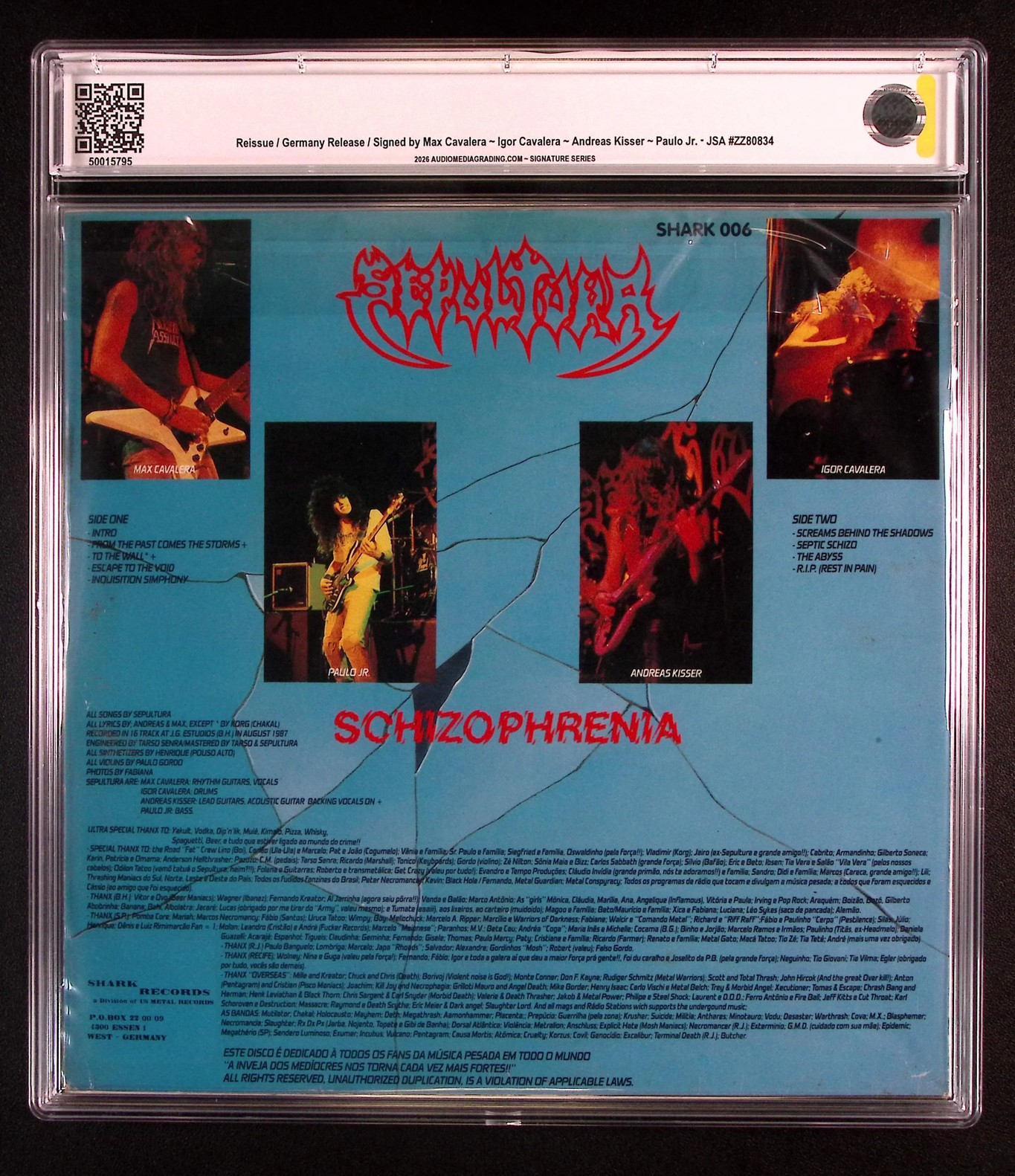 Sepultura Schizophrenia signed LP back